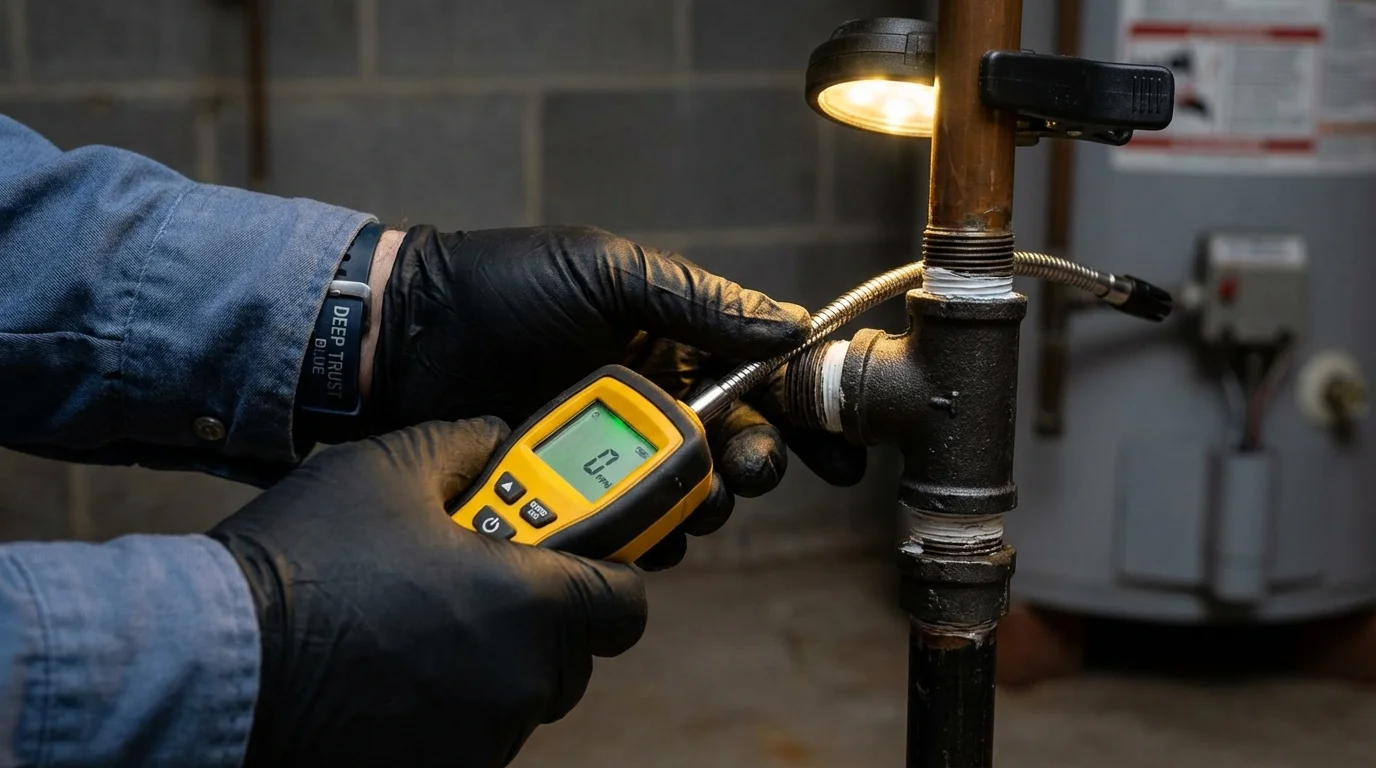 Gas leak detection with electronic sniffer by Johns Plumbing LLC in Tiffin