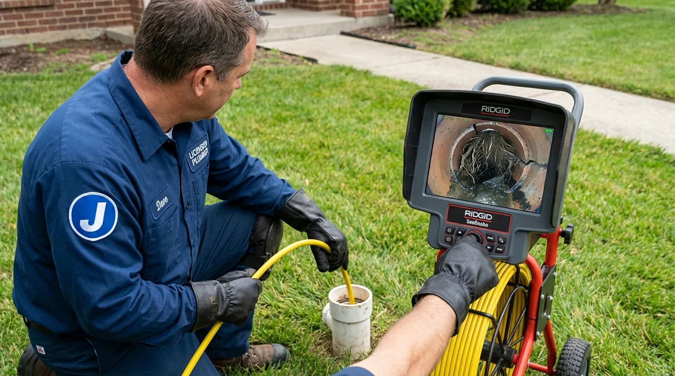 Sewer camera inspection being performed by Johns Plumbing LLC in Tiffin